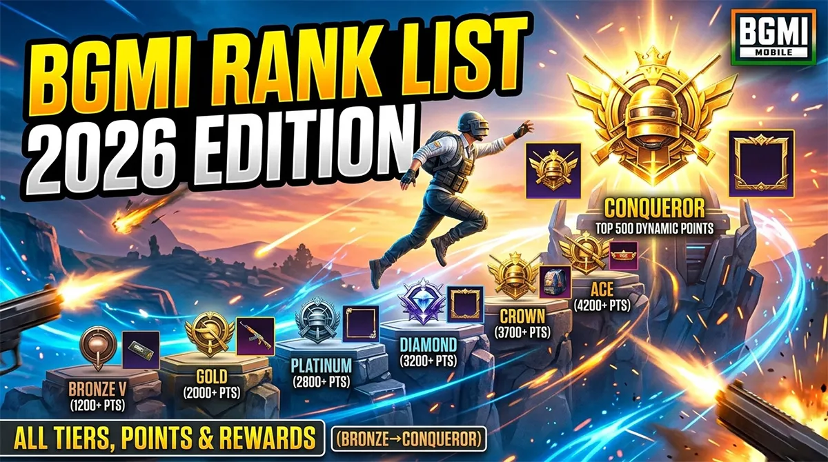 BGMI Rank List 2026: All Tiers, Points & Rewards (Bronze→Conqueror)