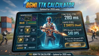 BGMI TTK Calculator — Shots to Kill, Damage & DPS